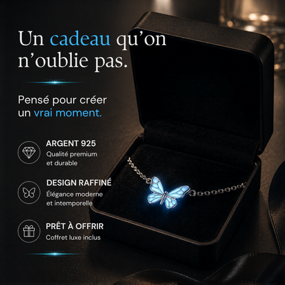 Papillae — Bracelet papillon argent 925 lumineux dans le noir