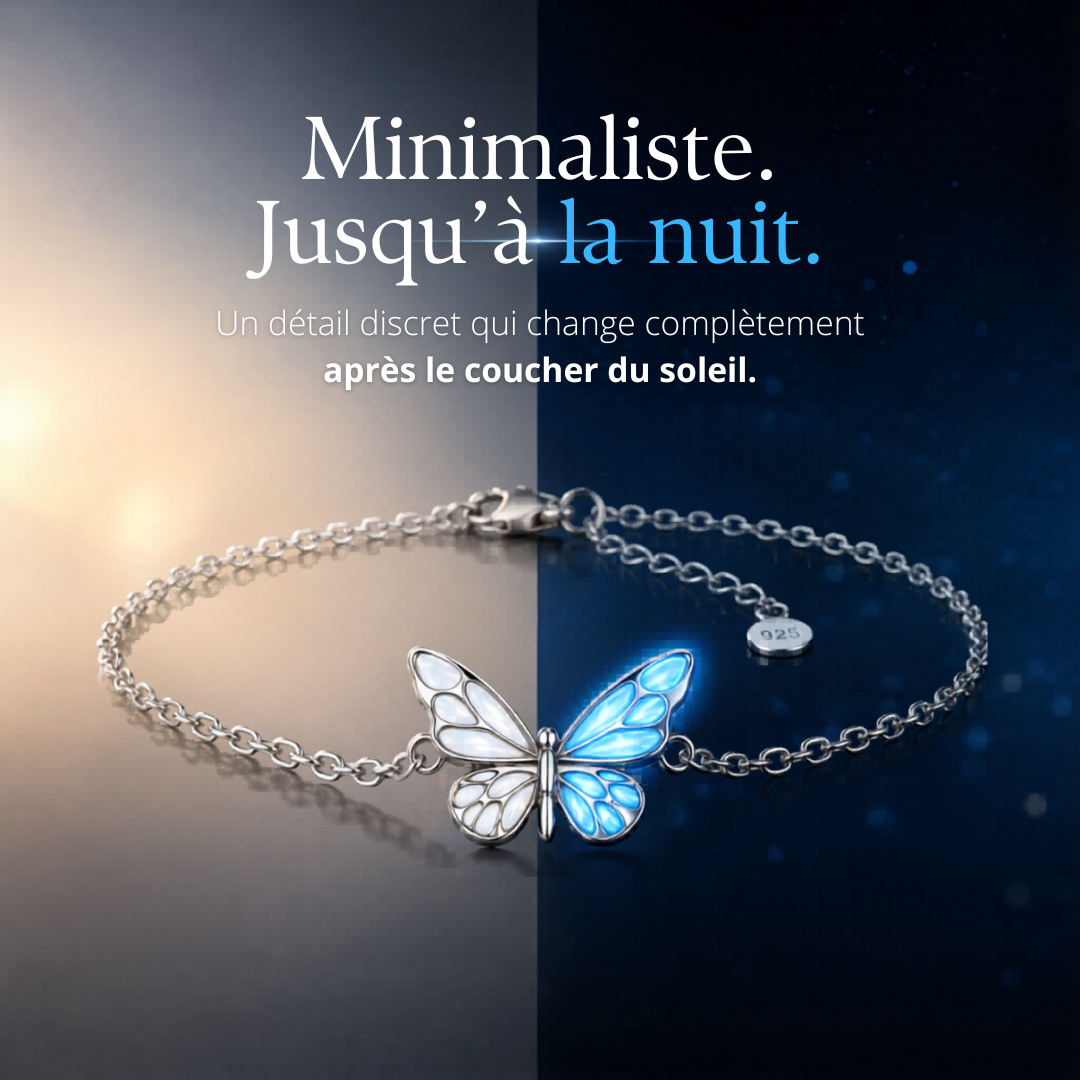 Papillae — Bracelet papillon argent 925 lumineux dans le noir